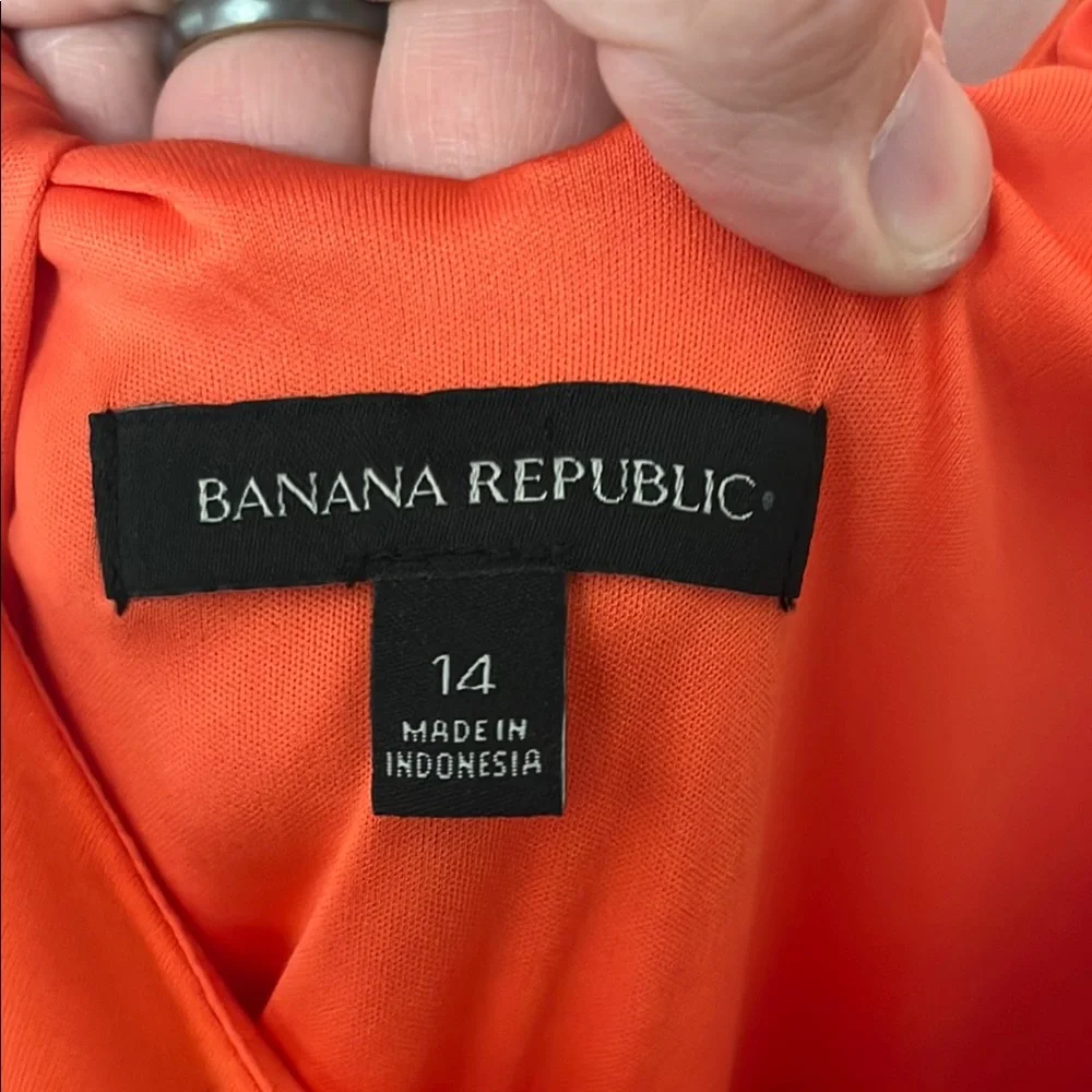 Banana Republic orange Sleeveless V-Neck Midi Dress size 14 - Picture 5 of 6